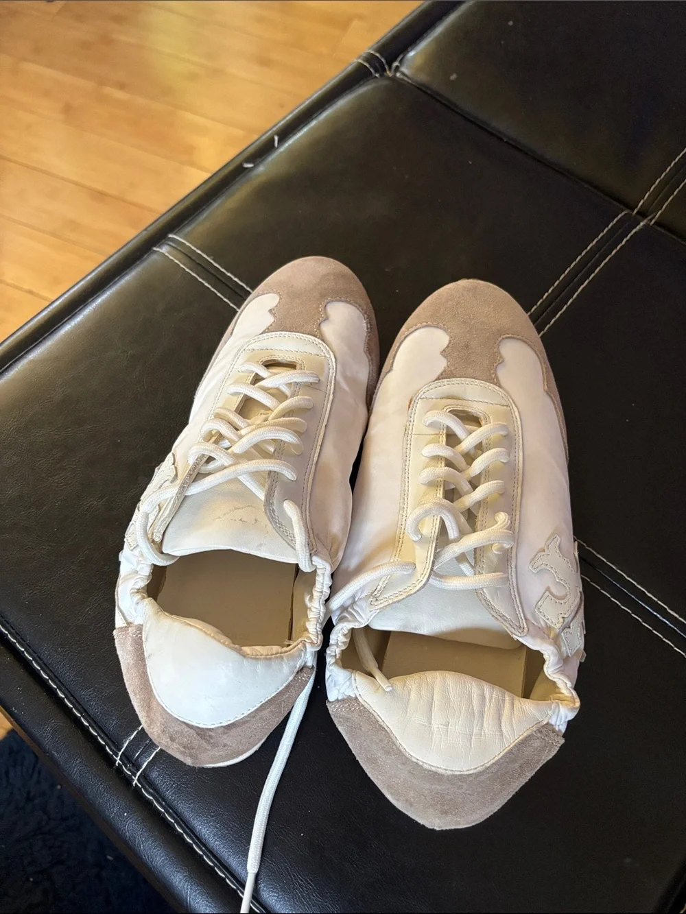 Tory Burch Cream and Tan Leather & Suede